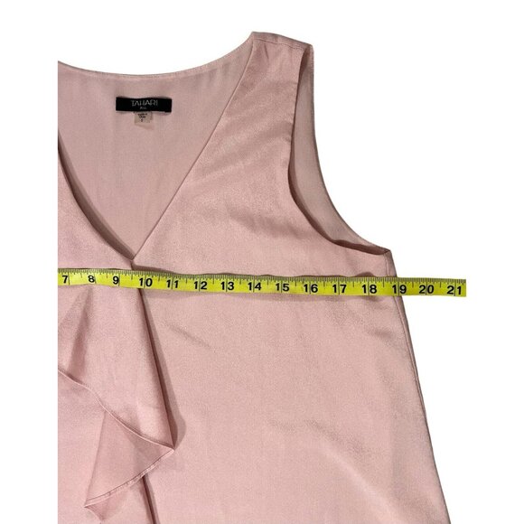 Tahari ASL Women's Top Blouse Pink Small Ruffle V Neck Sleeveless - Picture 5 of 7